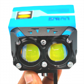 HJG Mini Driving Dual Lens 60watt 6000LM 3 Function CREE Led Light Yellow White Flasher for Motorcycle bike