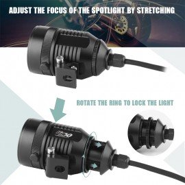KZ30 CREE 60W Dual Colour 3 Function Adjustable Motorcycle LED Headlight Zoom in Out Fog Light