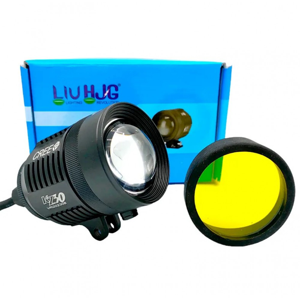 1-PC KZ30 CREE 40W White with Yellow Lens Adjustable Motorcycle LED Headlight Zoom in Out Fog Light