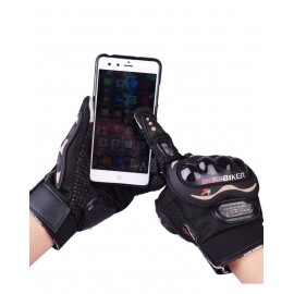  Pro Biker Gloves MCS-01C Mobile Friendly Touch Racing Gloves Black