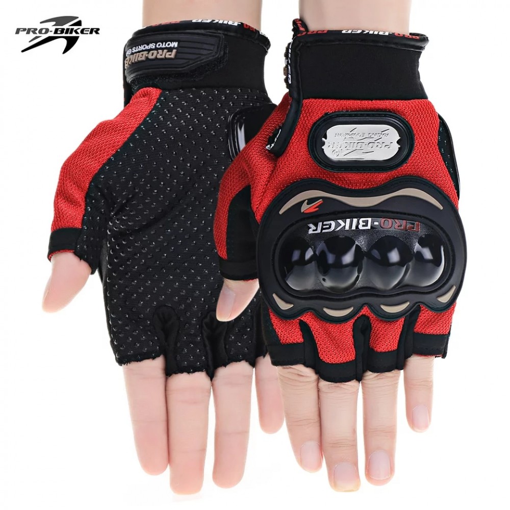 Pro Biker Half Gloves MCS-04C Red