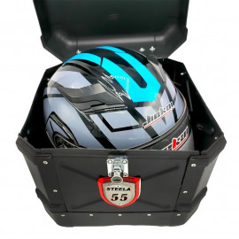 AKE 35-Litres Super Large capacity Motorcycle Tail Box , Top Box , Popular motorcycle Top Case, Durable Motorbike case, Steela 55 Top Box Black Color