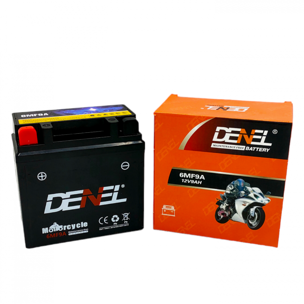 DENEL - MOTORCYCLE DRY BATTERY 9AH/12V FOR SUZUKI GR150, SUZUKI GS150, GS150SE, SUPER BIKES, HEAVY BIKE