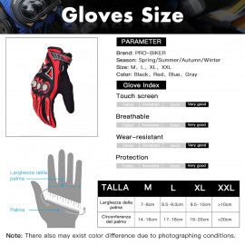 Pro-Biker Motorcycle Gloves & Half Face Winter Mask Protective Gear - Red