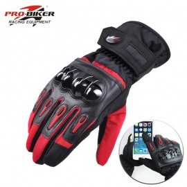 PROBIKER MTV-08 WATERPROOF TOURING WINTER GLOVES - RED BLACK