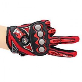 Pro-Biker Motorcycle Gloves & Half Face Winter Mask Protective Gear - Red