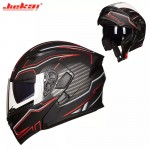 JIEKAI JK-902 A3 Imitation Flip Up DOT Certified Helmet Matt Black with Red