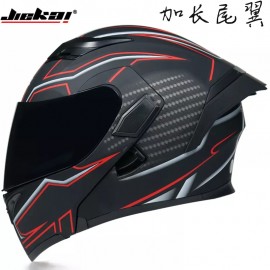 JIEKAI JK-902 A3 Imitation Flip Up DOT Certified Helmet Matt Black with Red