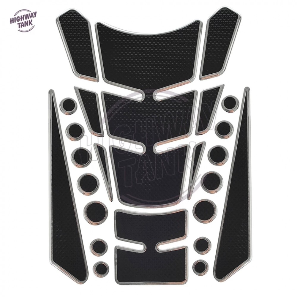 Motorcycle 3D Fuel Tank Pad Black Dotted with Silver