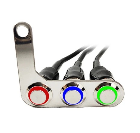 3-in-1 Universal Motorcycle Handlebar Switch Cluster - Waterproof Stainless Steel Control Panel with LED (Horn, Headlight, Fog & Turn Signal)